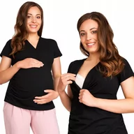 Bluzki ciążowe - Bluzka Ciążowa I Do Karmienia Krótki Rękaw - miniaturka - grafika 1