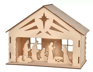 Drewniana szopka bożonarodzeniowa duża - Ozdoby bożonarodzeniowe - miniaturka - grafika 1