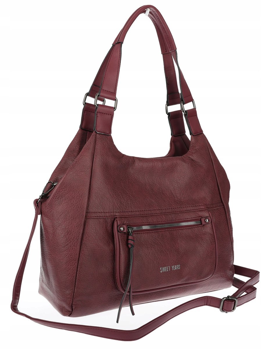 Torebka Damska Shopper worek modna duża torba A4 na Ramię 6870 Bordowa