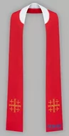 Szaty liturgiczne - Czerwona stuła haftowana - wąska jednostronna - miniaturka - grafika 1