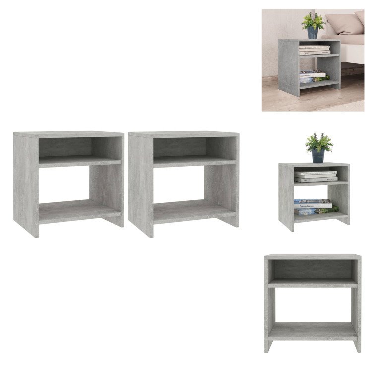 vidaXL Szafki nocne 2 szt. Betonowe szare 40x30x40 cm materiał drewnopochodny - Stoliki nocne