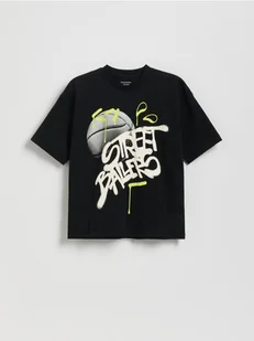 Reserved - Bawełniany t-shirt z nadrukiem - czarny - Koszulki dla chłopców - miniaturka - grafika 1