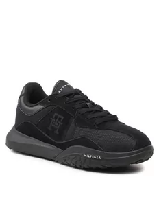 Tommy Hilfiger Sneakersy Retro Modern Runner Mix FM0FM04363 Czarny - Sneakersy męskie - miniaturka - grafika 1