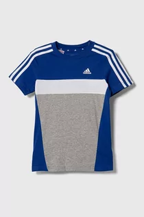 Koszulki dla dziewczynek - adidas t-shirt bawełniany dziecięcy kolor niebieski wzorzysty - grafika 1