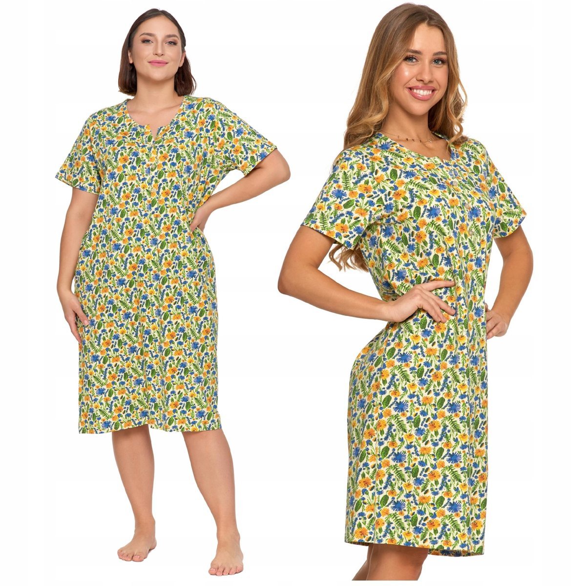 Koszula Nocna Damska Urocza Piżama Kolorowa Wygodna w Kwiaty MORAJ - 3XL
