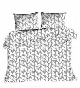 pościel z bawełny płaskiej 180x200 + 2 poszewki B 84-2 piórka białe na szar - Pościel pościel z bawełny płaskiej 180x200 + 2 poszewki B 84-2 piórka białe na szar - Pościel - miniaturka - grafika 1