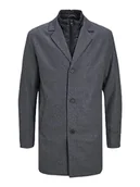 Płaszcze męskie - JACK & JONES Płaszcz męski, mieszanka wełny, szary melanż, L - miniaturka - grafika 1