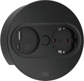 Bachmann BACHMANN TWIST 2 1xCEE7/3 1xUSB A/C 22W 2,0m AEH RAL9005 30GE rond - Gniazdka elektryczne - miniaturka - grafika 1