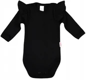 Body dla niemowląt - Body długi rękaw z falbanką CZARNE r 104 KLEKLE - miniaturka - grafika 1