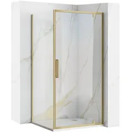 Kabiny prysznicowe - Rea Złota szczotkowana kabina prysznicowa narożna uchylna 100x80 Rapid Swing - miniaturka - grafika 1