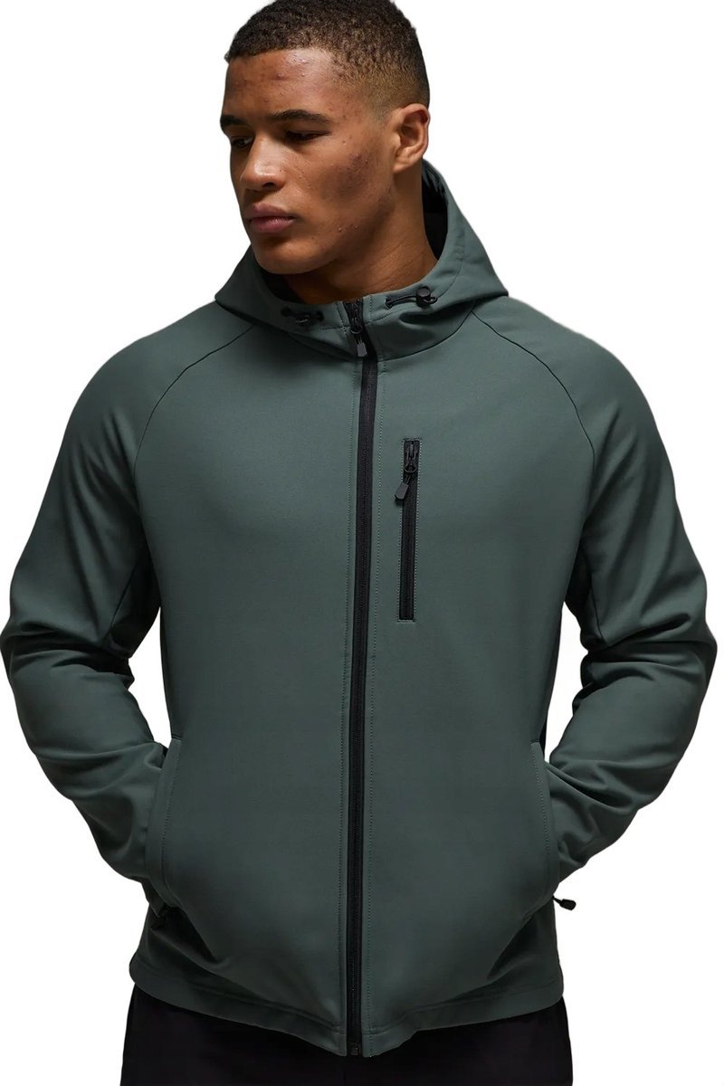 BOOHOOMAN MĘSKA KURTKA SOFTSHELL Z KAPTUREM ZAMEK KIESZENIE SZARA M Z3A*