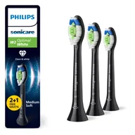 Końcówki do szczoteczek elektrycznych - Philips Sonicare Końcówki W2 Optimal White HX6063/88 czarne 2+1gratis - miniaturka - grafika 1