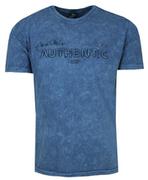 Koszulki męskie - T-Shirt Niebieska z Nadrukiem, Męski, Koszulka, Krótki Rękaw, U-neck - Red Way - miniaturka - grafika 1