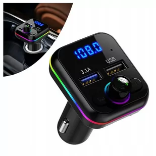 Transmiter Bluetooth Samochodowy Fm 2X Usb Rgb - Transmitery FM - miniaturka - grafika 1