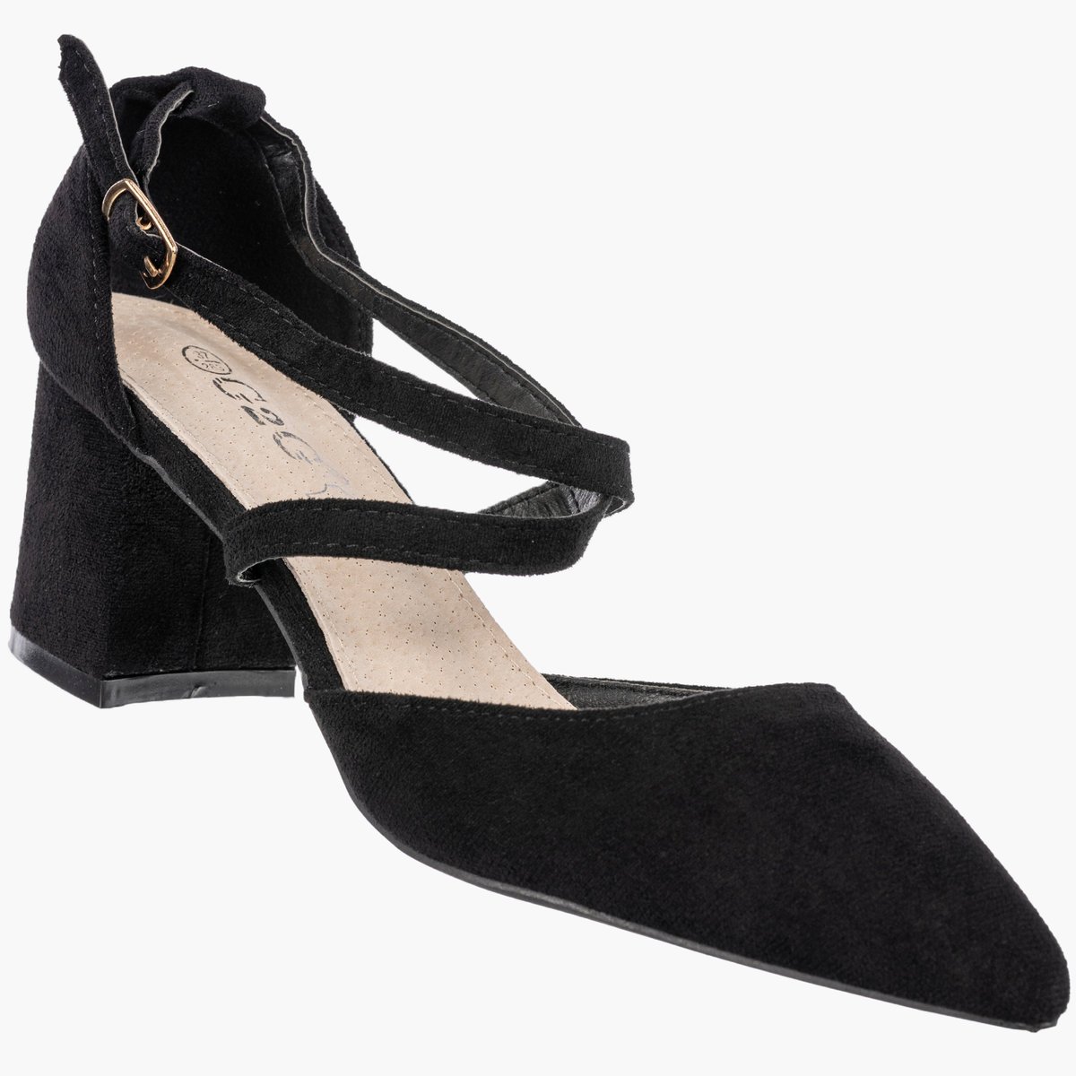 Czółenka Damskie Buty Na Słupku Skórzana Wkładka Eleganckie Czarne G2G LEI556-A Czarny 38