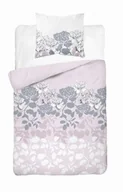 Pościel - Detexpol Pościel satynowa 140x200 różowa jasna szara biała kwiaty liście 5090 A Home Satin 11 - miniaturka - grafika 1