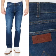 Spodnie męskie - Wrangler GREENSBORO For Real PROSTE SPODNIE JEANSOWE CIEMNY DżINS W44 L34 - miniaturka - grafika 1
