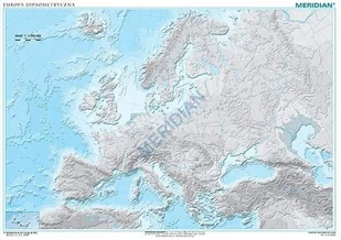 Mapa Hipsometryczna Europy Konturowa Ćwiczeniowa - Mapy i plansze edukacyjne - miniaturka - grafika 1
