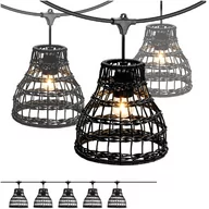Lampy ogrodowe - ZESTAW CRETE Girlanda ogrodowa 5m + kabel 5m + 5x klosz czarny R2 + żarówki - miniaturka - grafika 1