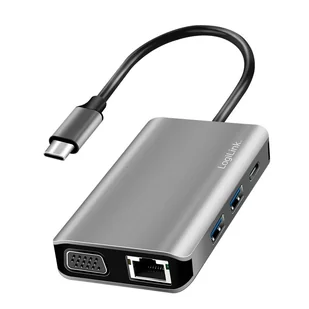 Stacja dokująca USB 3.2 Gen1 USB-C, 7 portów PD, srebrna - Logilink - Huby USB - miniaturka - grafika 1