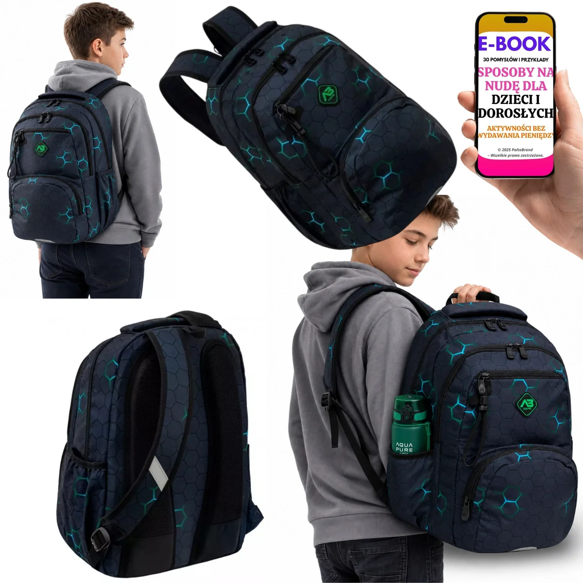 Duży Plecak Szkolny ASTRABAG A4 Ergo Back Przegroda Laptop + E-BOOK-3
