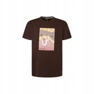 Koszulki męskie - PEPE JEANS KOSZULKA MĘSKA T-SHIRT KENELM BRĄZ r.L - miniaturka - grafika 1