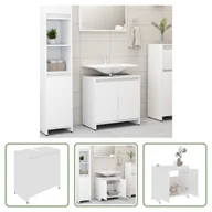 Szafki łazienkowe - The Living Store Szafka łazienkowa biała 60x33x61 cm materiał drewnopochodny - miniaturka - grafika 1