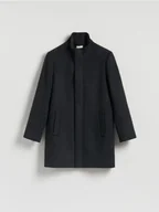 Płaszcze damskie - Reserved - Długi płaszcz z wełną - czarny - miniaturka - grafika 1