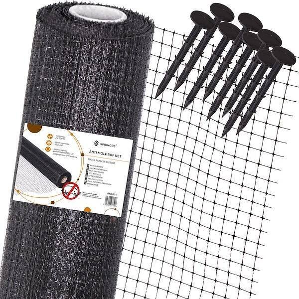 Springos Siatka na krety 2x400 m + kołki 200 szt. zestaw przeciw kretom, nornicom 30g/m2 UNIWERSALNY
