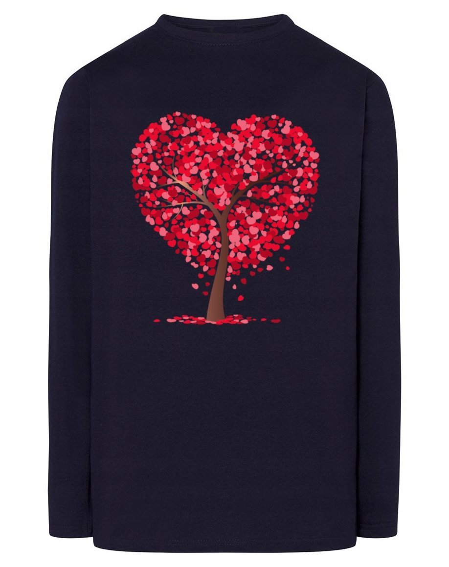 Walentynki Longsleeve nadruk Serca Drzewo r.XL