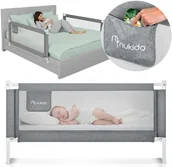 Zabezpieczenia dla dzieci - Barierka ochronna do łóżka zabezpieczająca bramka blokada 160 cm Nukido NK-227 szara - miniaturka - grafika 1