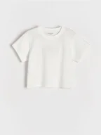Koszulki dla dziewczynek - Reserved - T-shirt z haftem - złamana biel - miniaturka - grafika 1