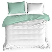 Pościel - Eurofirany Pościel dwustronna biało-miętowa z satyny Nova3 160x200 ef-psc-nova3b+mięt-160 - miniaturka - grafika 1