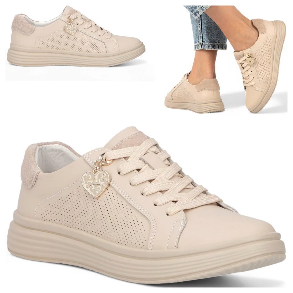 Sneakersy Damskie SKÓRZANE FILIPPO Wygodne Wiosenne Półbuty Sznurowane 37