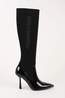 Kozaki damskie - Karl Lagerfeld kozaki PANDARA damskie kolor czarny na szpilce lekko ocieplone KL31373 - miniaturka - grafika 1