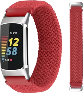 BRANSOLETA DO ZEGARKA Fitbit Charge 5 CZERWONA NYLONOWA PLECIONA M - Akcesoria do smartwatchy - miniaturka - grafika 1