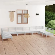 Meble ogrodowe - vidaXL 10-cz zestaw wypoczynkowy do ogrodu biały drewno sosnowe 3083425 - miniaturka - grafika 1