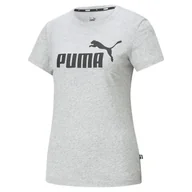 Koszulki sportowe damskie - Damska koszulka z logo Essentials PUMA Light Gray Heather - miniaturka - grafika 1