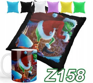 ZESTAW KUBEK + POSZEWKA Z PODUSZKĄ GRINCH ŚWIĘTA + IMIĘ - Gadżety dla niej i dla niego - miniaturka - grafika 1
