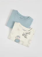 Bluzki dla niemowląt - Reserved - Bawełniany longsleeve 2 pack - złamana biel - miniaturka - grafika 1