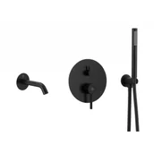 Baterie podtynkowe - ARMATURA KRAKÓW 5039-401-81 MOZA ZESTAW WANNOWY PODTYNKOWY Z BATERIą 3 FUNKCYJNą, CZARNA - miniaturka - grafika 1