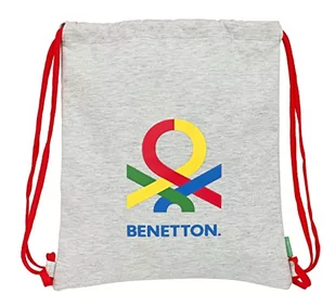 BENETTON Pop plecak duży płaski worek plecak, idealny dla dzieci w różnym wieku, wygodny i wszechstronny, jakość i wytrzymałość, 35x40 cm, kolor szary, Szary, Estándar, Casual - Plecaki worki - miniaturka - grafika 1