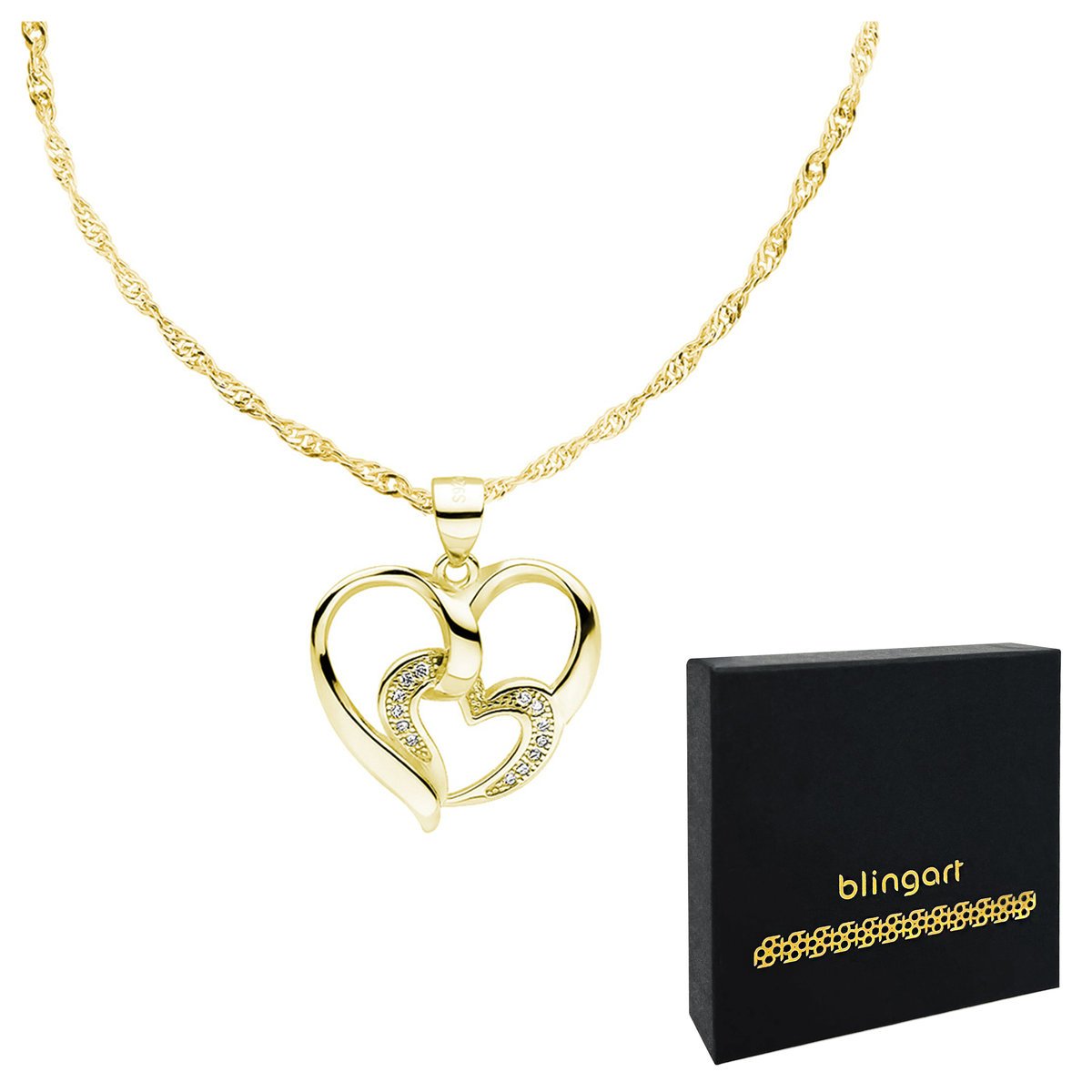 Naszyjnik srebrny damski PODWÓJNE SERCA srebro 925