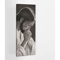 Ikony i obrazy sakralne - Jezus Modlitwa czarno biały - obraz polycanvas, 50x125 - miniaturka - grafika 1