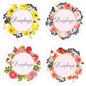 Szkolne artykuły papiernicze - Naklejki papierowe na taśmie Dziękuję 25mm 500szt - miniaturka - grafika 1