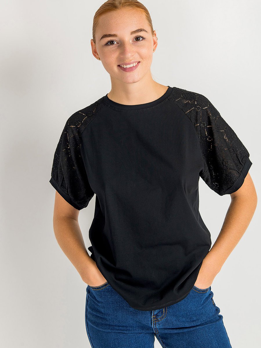 Bluzka z krótkim rękawem czarny L