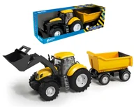 Samochody i pojazdy dla dzieci - Traktor żółty z  Ładowaczem Łyżką i Wywrotką skala 1:16 skrętne koła - miniaturka - grafika 1