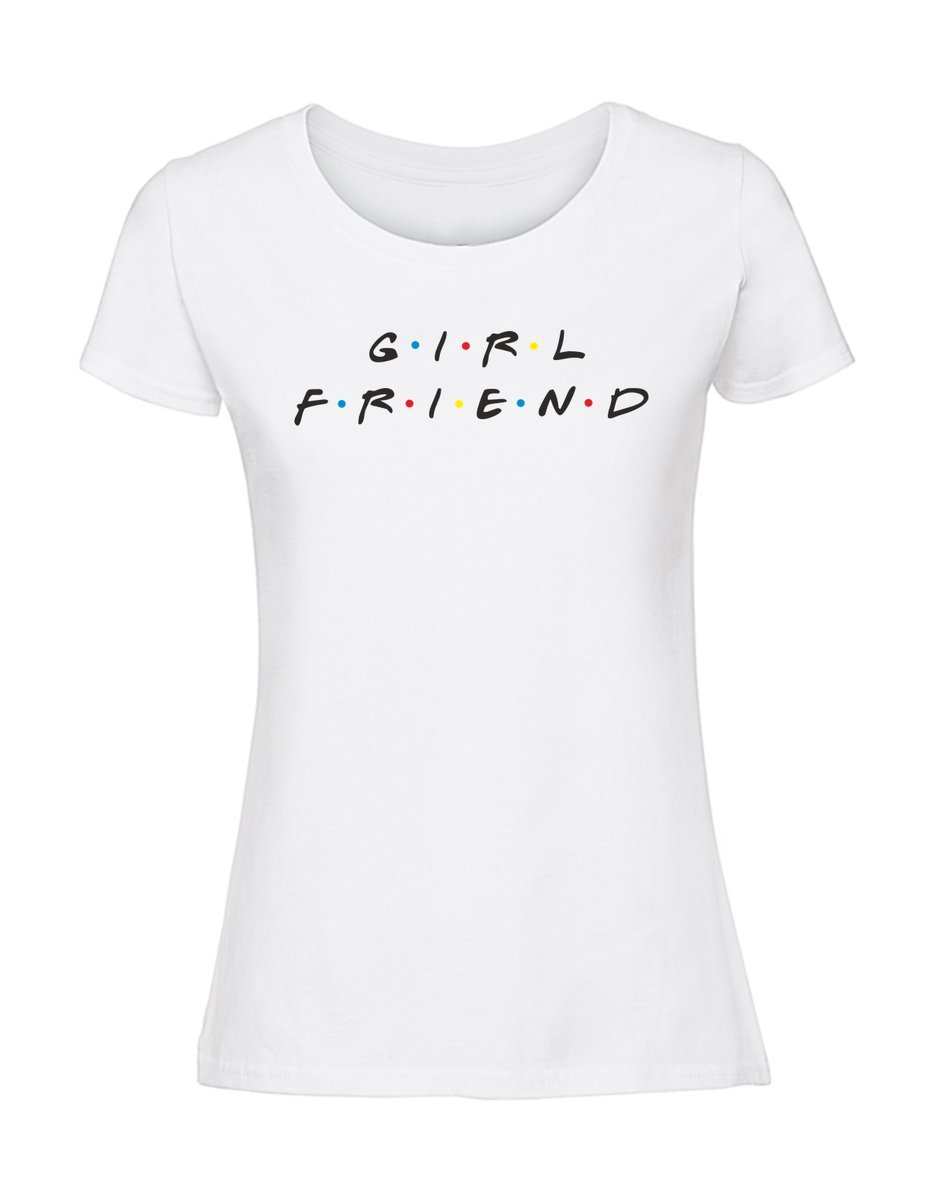 Damska koszulka z nadrukiem - Girl Friend biały M