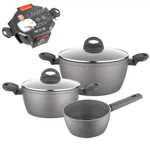Zestaw garnków kamiennych Lava Stone by Mateusz Gessler 2,4 l i 4 l i 1,5 l - Zestawy garnków i patelni - miniaturka - grafika 1