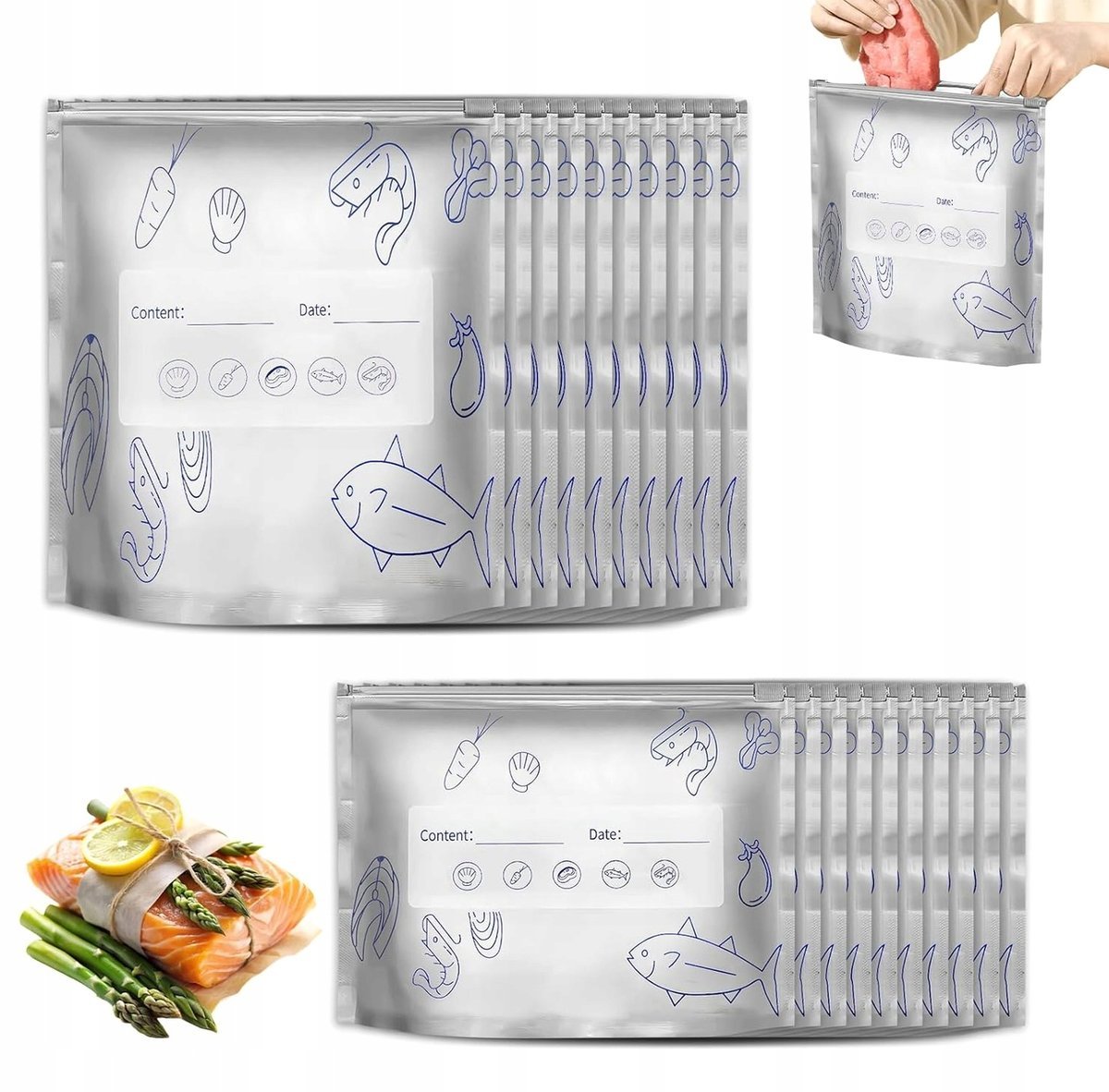 TOREBKI 20 SZTUK ŚREDNIE DUŻE FOLIOWE ALUMINIOWE MROŻENIE ŻYWNOŚĆ